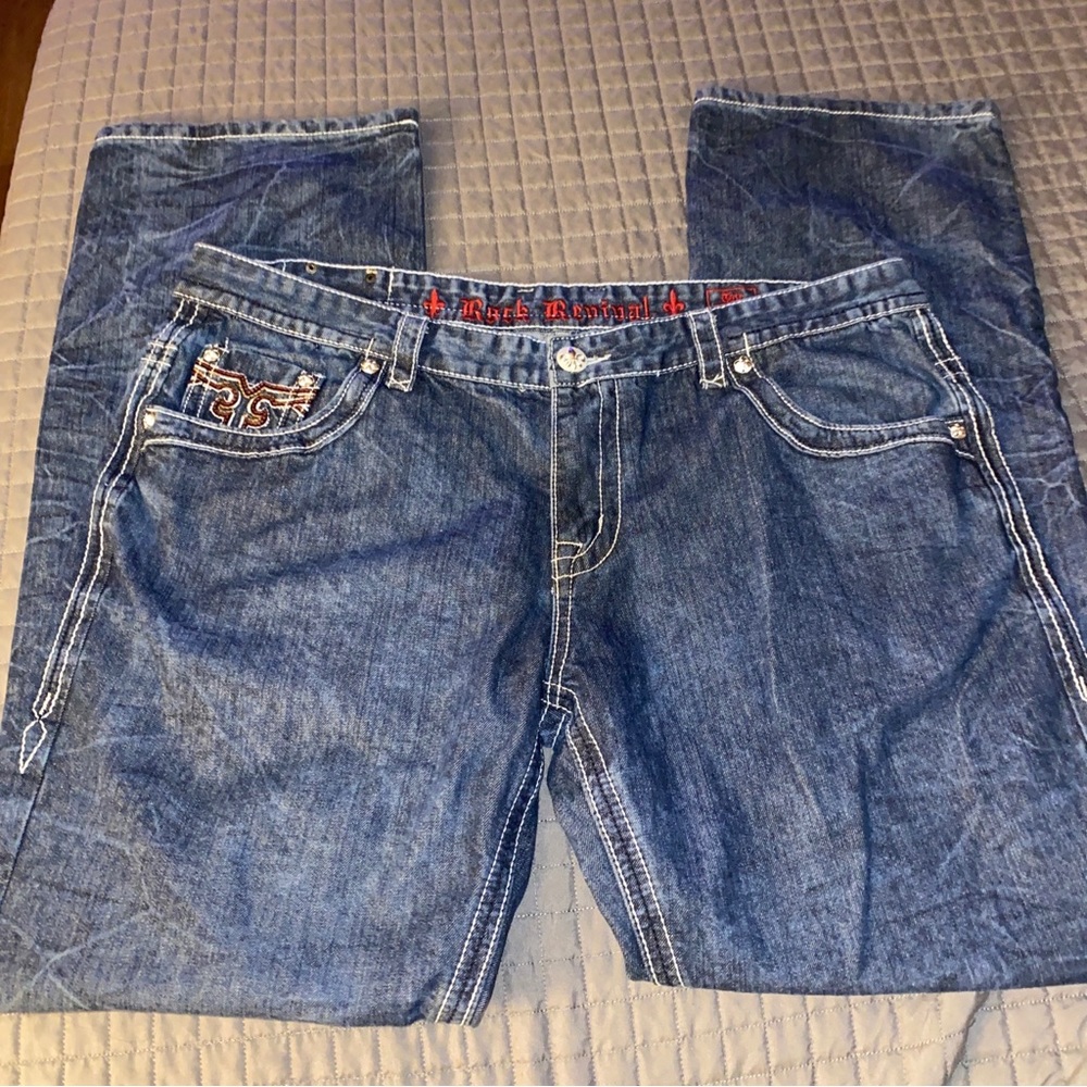 Rock revival rate straight leg jeans 40x34